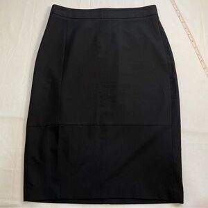 Zara Basics‎ Black Pencil Skirt Front Slit Classic Minimalist Office Tailored M
